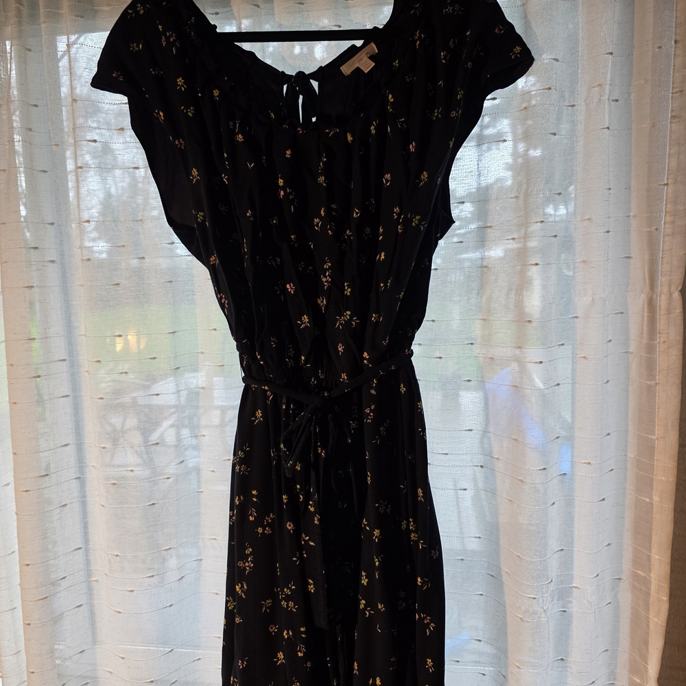 LC Lauren Conrad Navy Floral Midi Dress